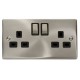 2gang SATIN CHROME SWITCHED SOCKET DP 13A.